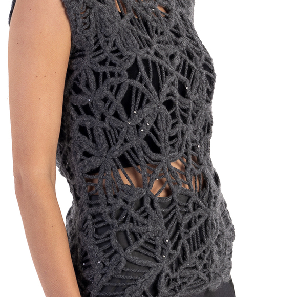 BRUNELLO CUCINELLI SLATE GRAY BLOUSE | WOMENS SIZE M - Picture 3 of 5